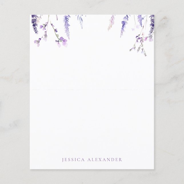 Lavender Wildflowers Personalized Stationery (Framsida)