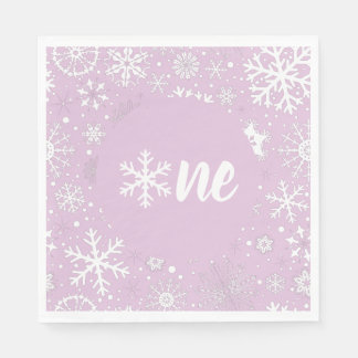 Lavender Winter First Birthday Snowflake Napkins Pappersservett