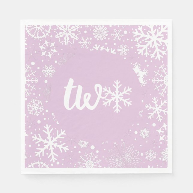 Lavender Winter Second Birthday Snowflake Pappersservett (Framsidan)