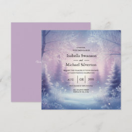 Lavender Winter Snowfall Sergranat Bröllop Inbjudningar