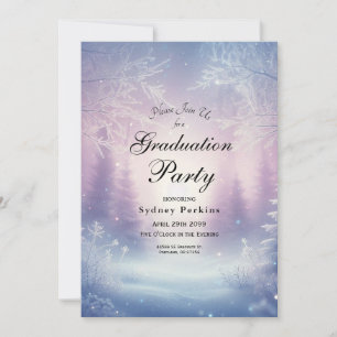 Lavender Winter Snowfall Sergranat Studenten Inbjudningar