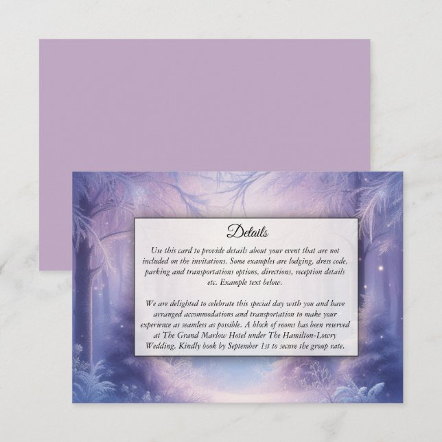 Lavender Winter Snowfall Sergranat Tilläggskort (Fram/baksida)