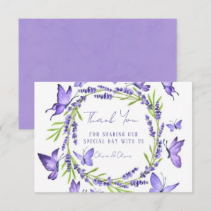 Lavender Wisteria & Butterflies Bröllop Tack Kort