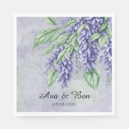 Lavender Wisteria Flowers Marble Bröllop Pappersservett