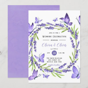 Lavender Wisteria och Butterflies Bröllop Inbjudningar