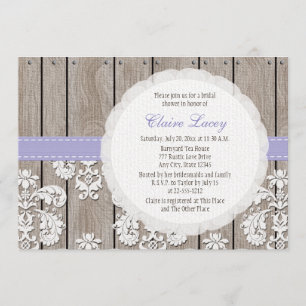 Lavender Wood Snöre Rustic Inbjudningskort för möh