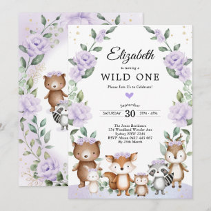 Lavender Woodland Blommigt Greenery Birthday Inbjudningar
