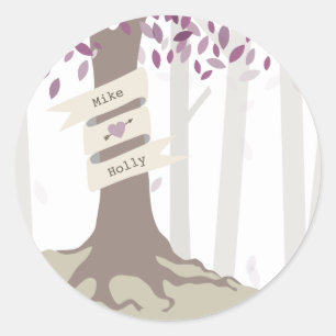 Lavender Woodland Bröllop Runt Klistermärke
