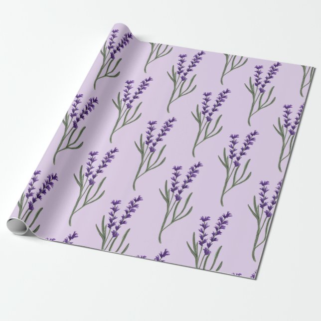 Lavender Wrapping Papper Lila Mönster Presentpapper (Utrullad)