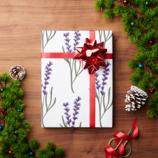 Lavender Wrapping Papper White Mönster Presentpapper