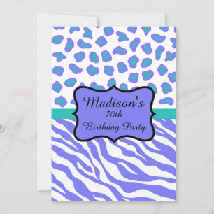 Lavender Zebra Leopard 70:e födelsedagsinbjudan Inbjudningar