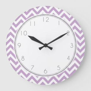 Lavender Zigzag Rand Mönster Stor Klocka