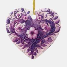 Lavenders Blommigt Heart Julgransprydnad Keramik