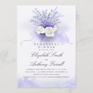 Lavenders Blommigt Lila Rehearsal Dinner Inbjudningar