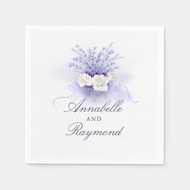 Lavenders Bouquet Watercolor Elegant bröllop Pappersservett (Framsidan)