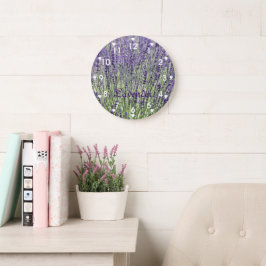 Lavendlarblommor med hjärtsymboler Blommig Stor Klocka