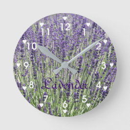 Lavendlarblommor med hjärtsymboler Blommig Stor Klocka