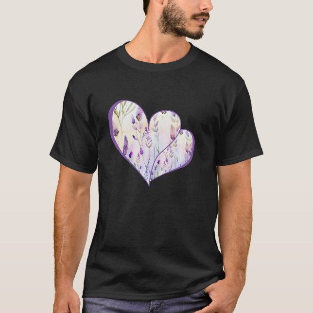 Lavendlerblomsterträdgård T Shirt (Framsida)