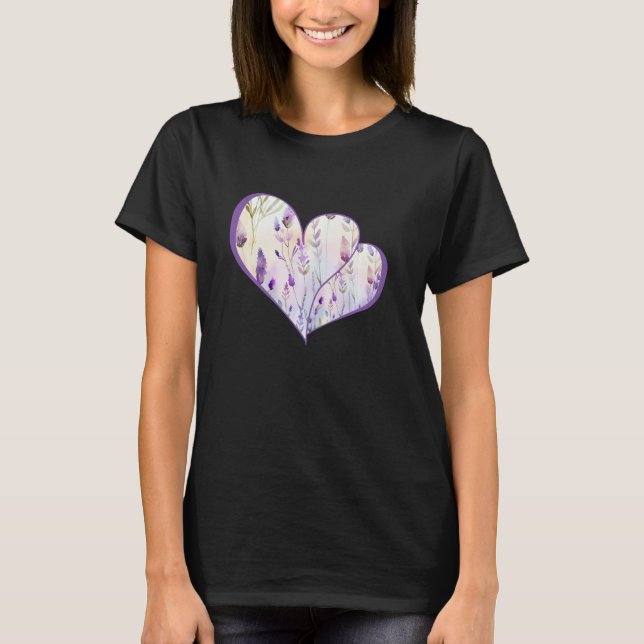 Lavendlerblomsterträdgård T Shirt (Framsida)
