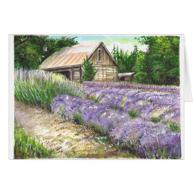 Lavendor fält hälsningskort (Framsidan Horizontal)