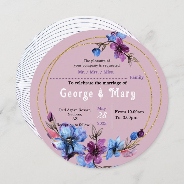 Lavendra Circle bröllopsinbjudan Inbjudningar (Fram/baksida)