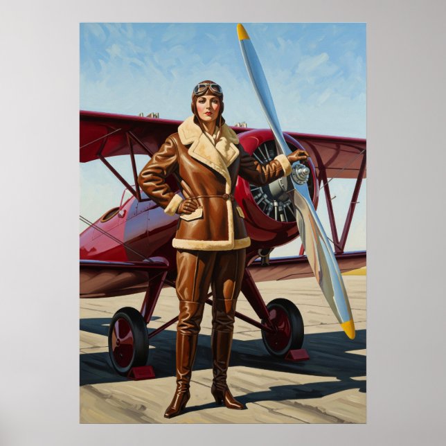 L'AVIATRICE (Aviatrix) - Original Art Deco Art Poster (Framsidan)