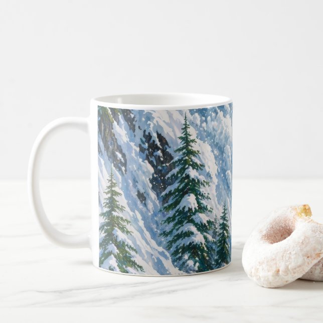 Lavinstorm Berg Snö Scen Kaffemugg (Med munk)