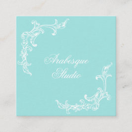 Lavish, Baroque Blue and White Affärskort Fyrkantigt Visitkort