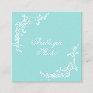 Lavish, Baroque Blue and White Affärskort Fyrkantigt Visitkort