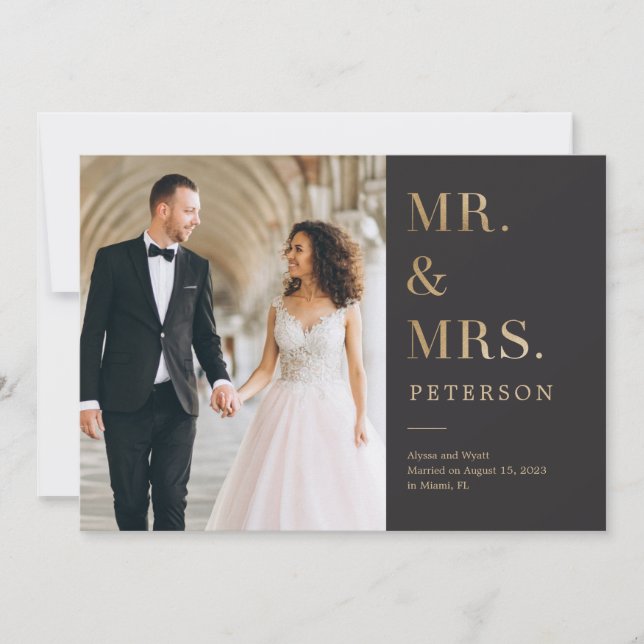 Lavish Glow Bröllop-meddelande Guld Tack Kort (Framsida)