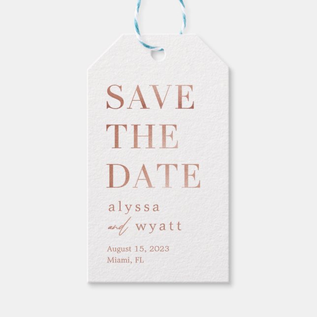 Lavish Glow Editable Färg Save Date-Märkrn Presentetikett (Framsidan)