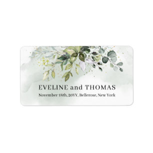 Lavish greenery foliage eucalyptus sage guld adressetikett