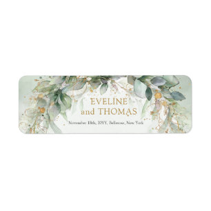 Lavish greenery foliage guld oval ram returadress etikett