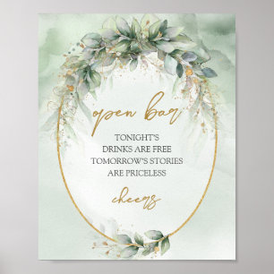 Lavish greenery foliage guld ram Open pub Poster