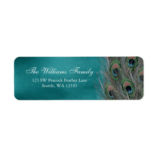 Lavish Peacock Feathers Retur Adressetikett Returadress Etikett (Framsidan)