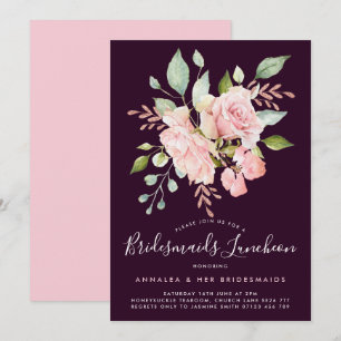 Lavish Rosa ros & Glitter Bridesmaids Luncheon Inbjudningar