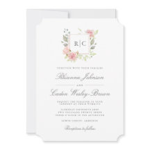 Lavish Rosa ros Monogram Ram Bröllop