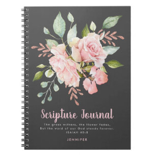 Lavish Rosa ros Personlig Scripture Journal Anteckningsbok