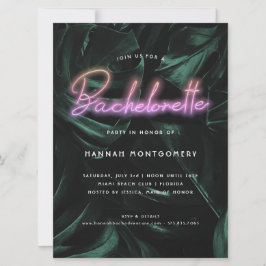 Lavish Tropical Handflatan | Neon Ljus Bachelorett Inbjudningar