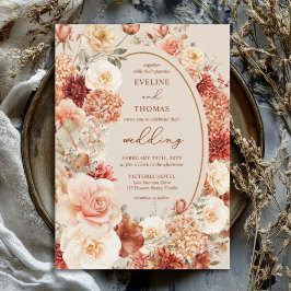 Lavish vattencolor teracotta sage blommigt inbjudningar