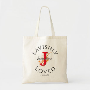 LAVISHLY LOVED Personlig Monogram Red J Tygkasse
