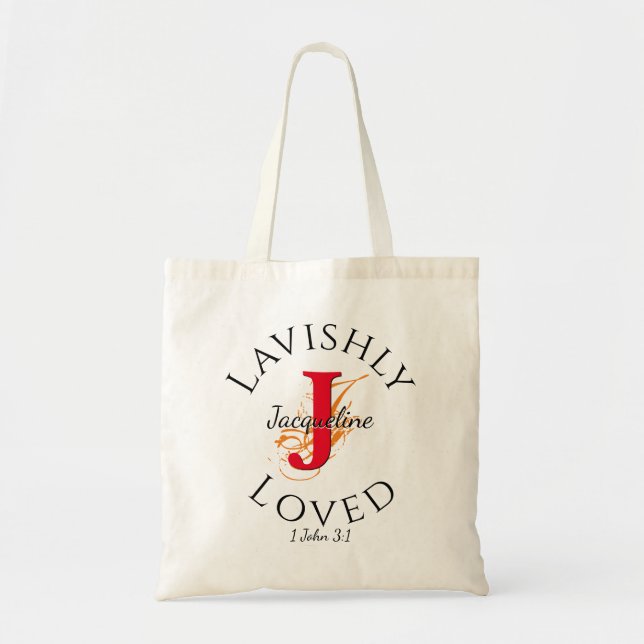 LAVISHLY LOVED Personlig Monogram Red J Tygkasse (Framsidan)