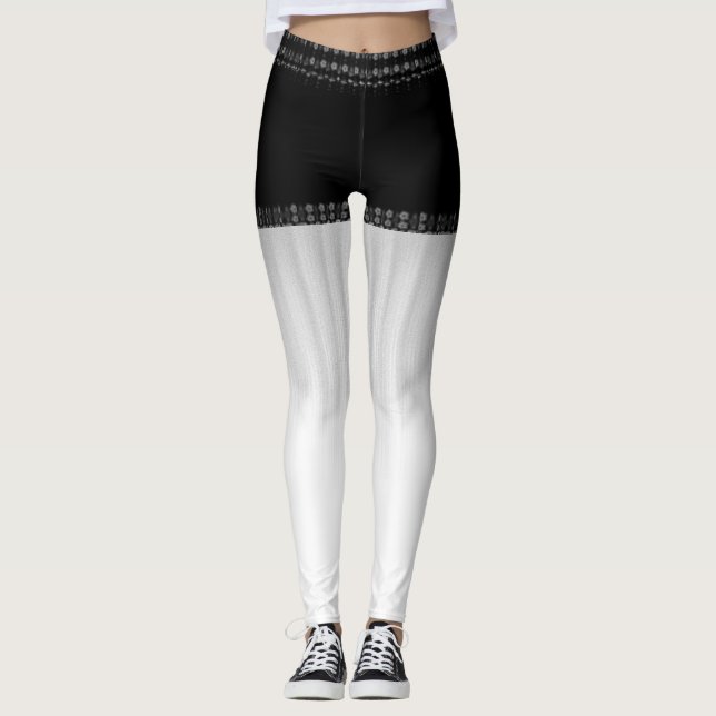LavishlyOn Denim & Snöre Kort Black & White Leggings (Framsida)