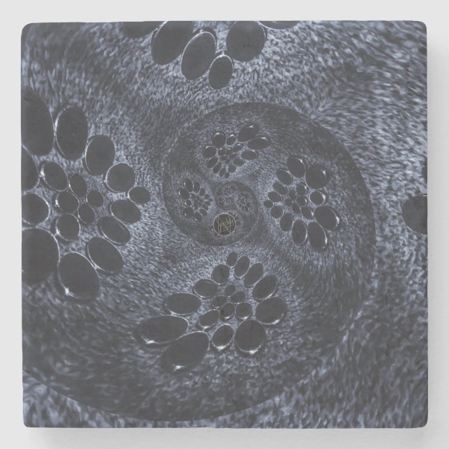 LavishlyOn Modern Blue Denim Paisley Swirl Bubble Stenunderlägg (Framsidan)