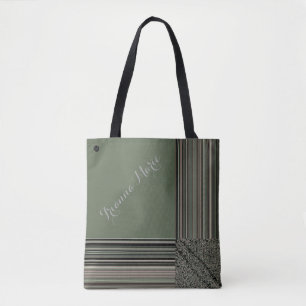 LavishlyOn Monogram Elegant Sage Grönt Streck Tygkasse