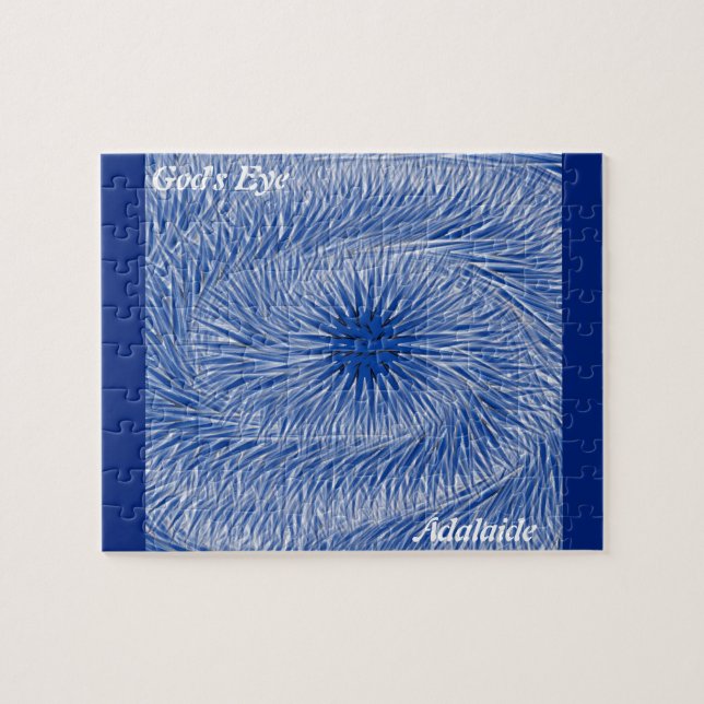 LavishlyOn Monogram Färg Tvättar Blå Guds Öga Pussel (Horisontell)