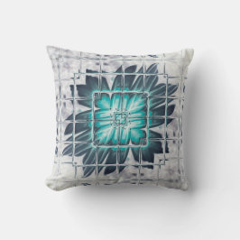 LavishlyOn Teal Grått Etched Blommigt Löv Burst Kudde