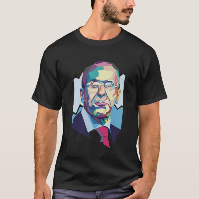 Lavrov Polygonal Porträtt Ryssland Politik T Shirt (Framsida)