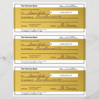 Law of Attraction 3 Blank Printable Gold Checks Reklamblad