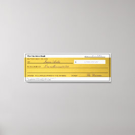 Law of Attraction Elegant Gold Abundance Check Canvastryck